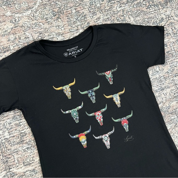 Ariat Black T-Shirt Womens Size Small Relaxed Fit Western Cowgirl - Picture 4 of 9